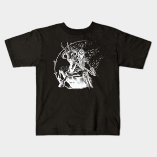 Death Warrior Riding a Mythical Beast while Disintegrating Kids T-Shirt